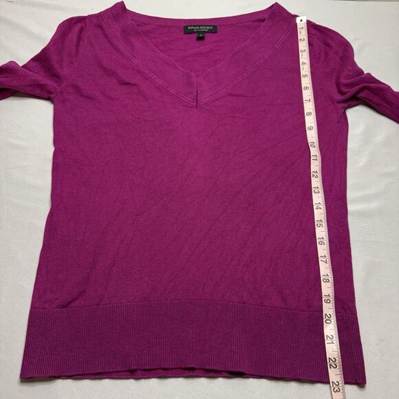 Banana Republic Cashmere Silk Sweater Small Fuchsia Pink V-Neck Soft Luxury - Picture 4 of 6
